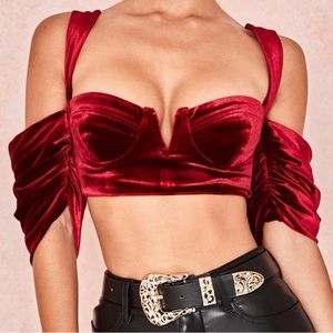Monique Wine Velvet Bustier Bralette